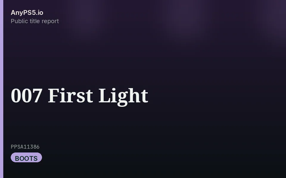 AnyPS5.io branded placeholder cover for 007 First Light. Not official box art.