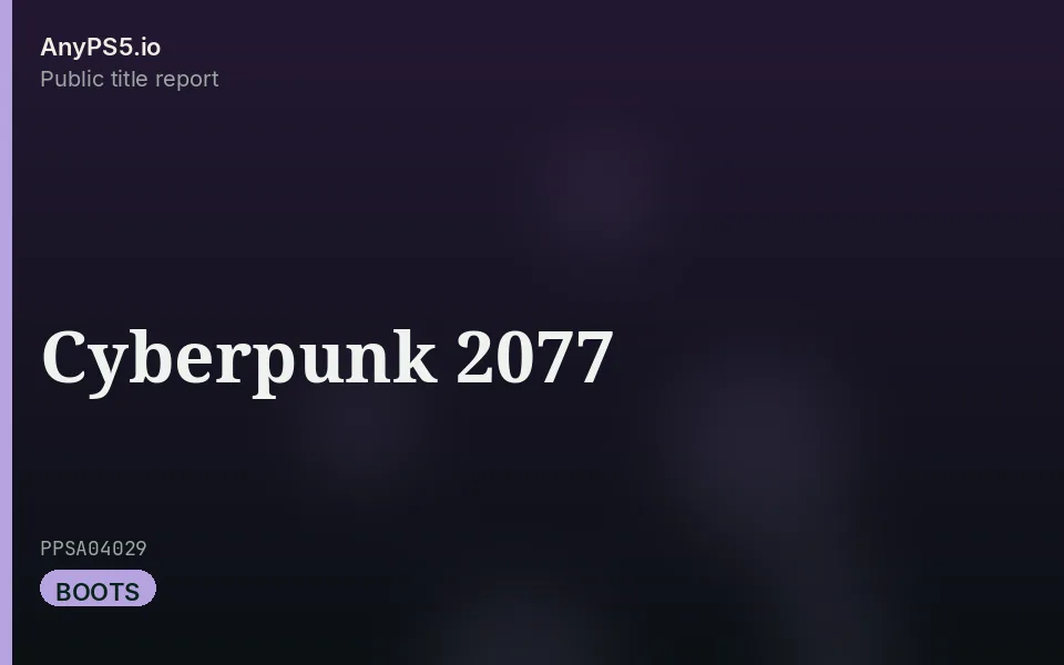 AnyPS5.io branded placeholder cover for Cyberpunk 2077. Not official box art.