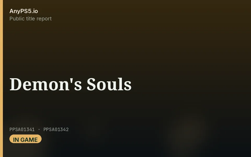 AnyPS5.io branded placeholder cover for Demon's Souls. Not official box art.