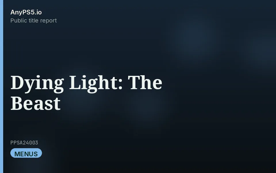 AnyPS5.io branded placeholder cover for Dying Light: The Beast. Not official box art.