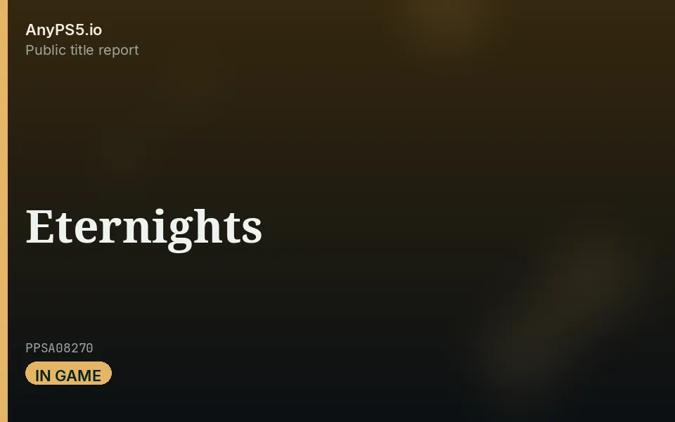 AnyPS5.io branded placeholder cover for Eternights. Not official box art.