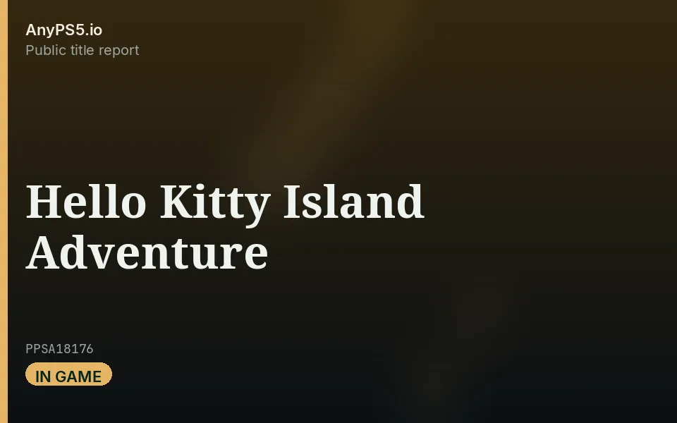 AnyPS5.io branded placeholder cover for Hello Kitty Island Adventure. Not official box art.