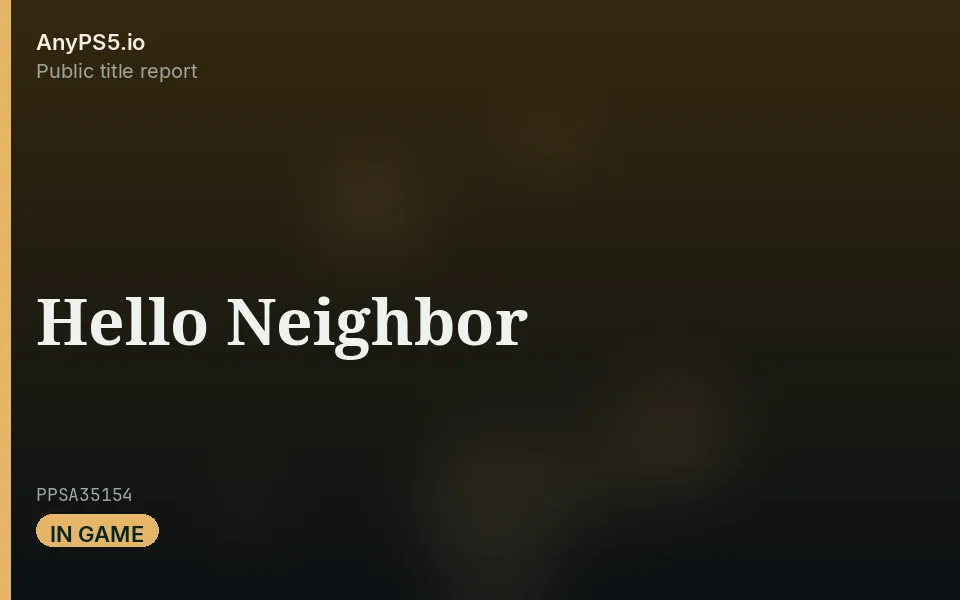 AnyPS5.io branded placeholder cover for Hello Neighbor. Not official box art.