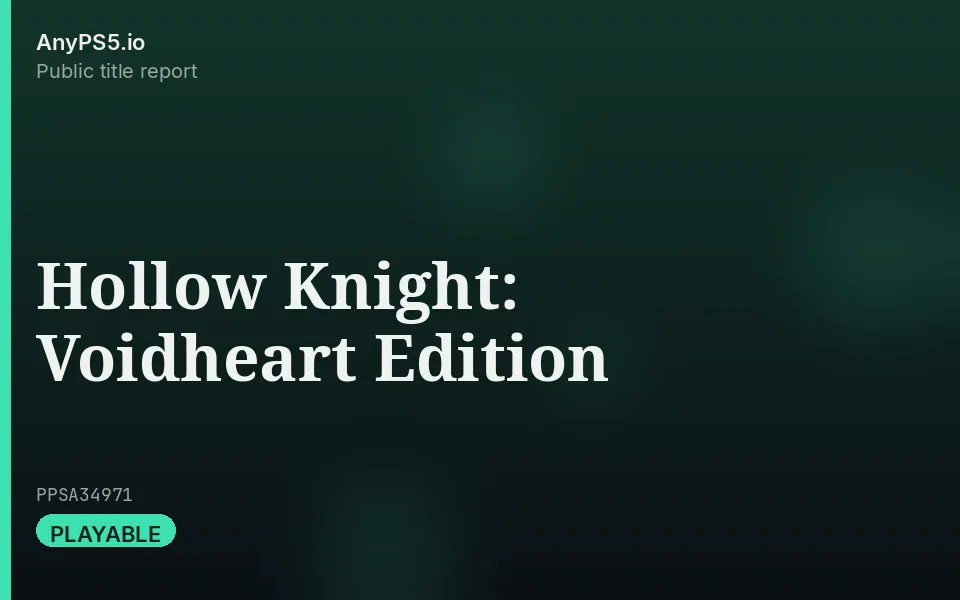 AnyPS5.io branded placeholder cover for Hollow Knight: Voidheart Edition. Not official box art.