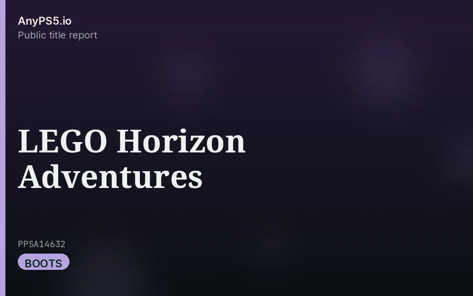 AnyPS5.io branded placeholder cover for LEGO Horizon Adventures. Not official box art.