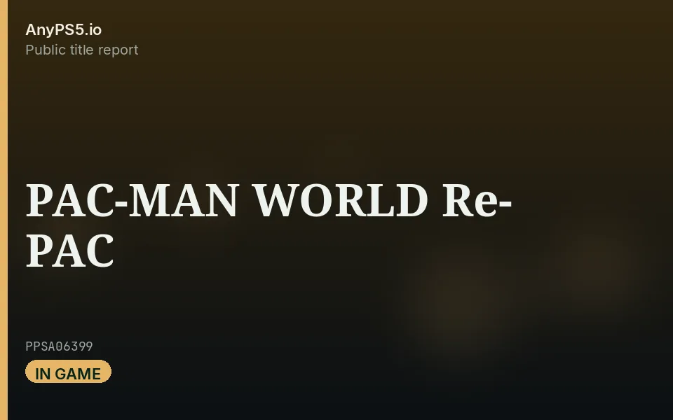 AnyPS5.io branded placeholder cover for PAC-MAN WORLD Re-PAC. Not official box art.