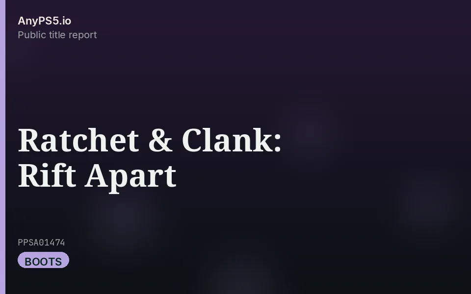 AnyPS5.io branded placeholder cover for Ratchet & Clank: Rift Apart. Not official box art.