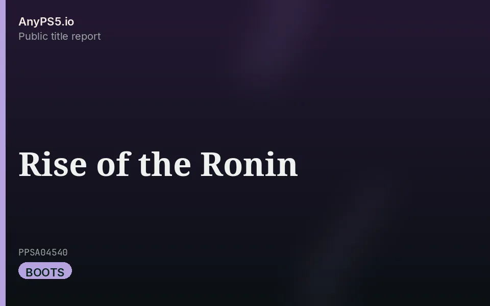 AnyPS5.io branded placeholder cover for Rise of the Ronin. Not official box art.