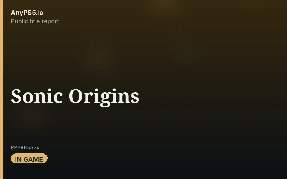 AnyPS5.io branded placeholder cover for Sonic Origins. Not official box art.