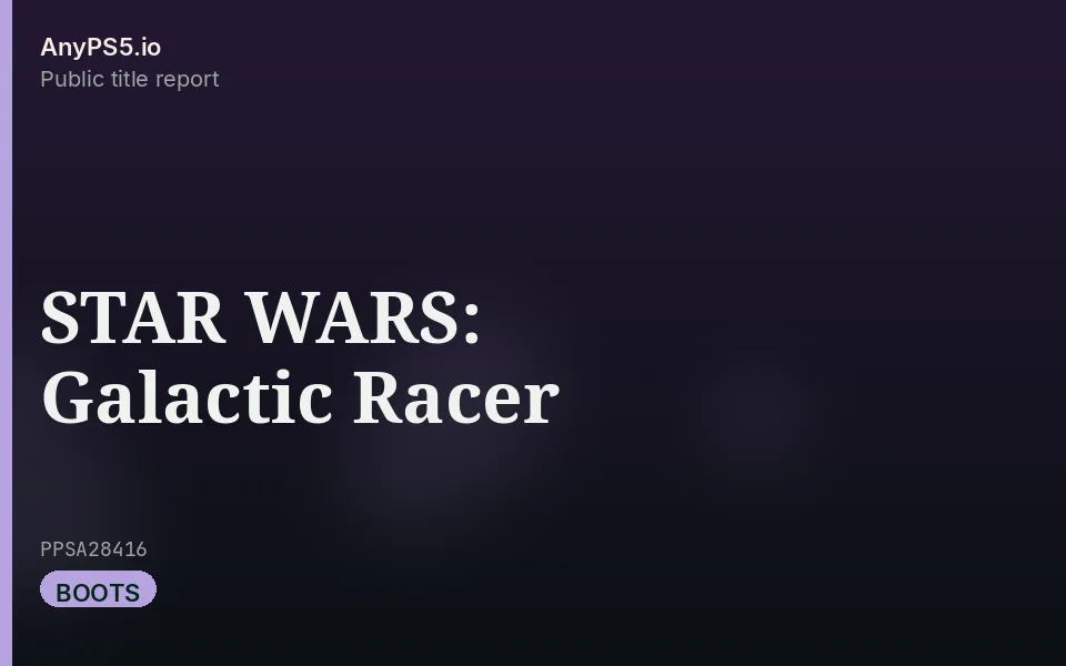 AnyPS5.io branded placeholder cover for STAR WARS: Galactic Racer. Not official box art.