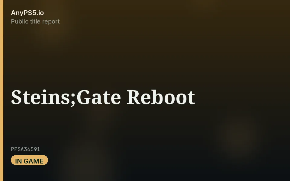 AnyPS5.io branded placeholder cover for Steins;Gate Reboot. Not official box art.
