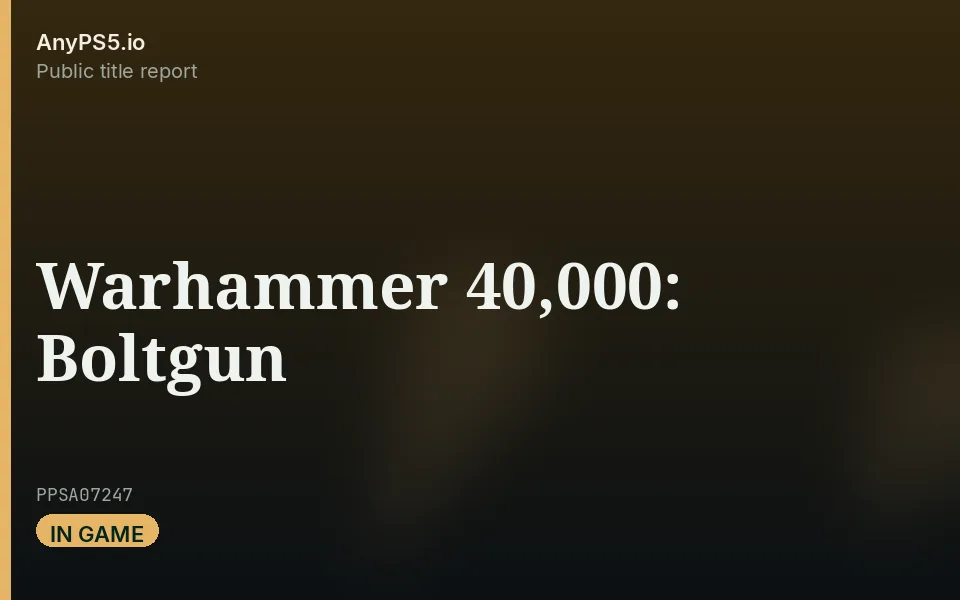 AnyPS5.io branded placeholder cover for Warhammer 40,000: Boltgun. Not official box art.